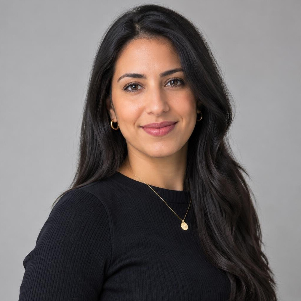 Portrait of a woman with long hair smiling